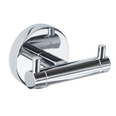 Robe Hook Double Brass/Zinc Height 60 mm x Width 84 mm x Depth 60 mm Britannia Concealed fixings Polished chrome finish