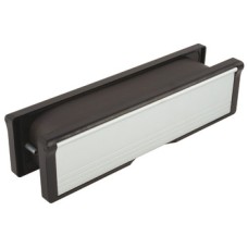 Intumescent Letterbox System Fire Rated Telescopic Steel with ABS Satin anodised aluminium with black frame