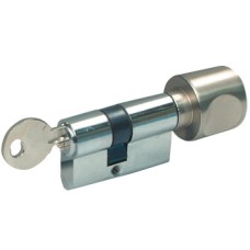 Cylinder with Key and Turn Metalglas Cylinder length 48 mm Satin chrome plated finish