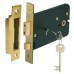 Horizontal 5 Lever Sash Lock Mortice 57 mm Backset Stainless Steel or Brass Latch operated by knobs Backset 57 mm case size 151 mm satin brass