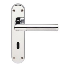 Lever Handles Mitred on Backplates for Lever Lock Standard Keyway Brass Polished/satin chrome
