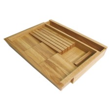 Wooden Expanding Drawer Organiser for Spice Jars and Knives eXTray European oak 420 mm deep for drawer depth 450 mm 580-940 mm insert width for drawer width 800-1000 mm