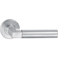 Lever Handle Set 304 Stainless Steel HL15 Häfele Pair of lever handles and roses With Euro profile cylinder escutcheon satin