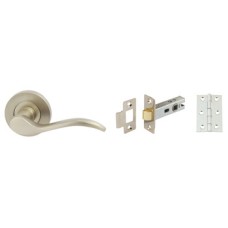Lever Handles on Round Roses Latch Pack Zinc Alloy Sywell Handle: Satin nickel