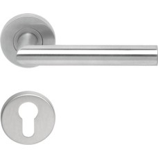 Lever Handles Shaped on Round Roses 304 Stainless Steel Tessa Startec Pair of lever handles and roses Satin