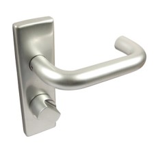 Lever Handles on Backplates for Bathroom Lock Ø 20 mm Aluminium With WC release and inside turn Satin anodised