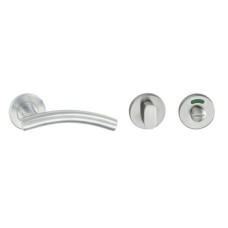 Lever Handle Set 304 Stainless Steel HL03 Häfele Pair of lever handles and roses With WC release and inside turn polished