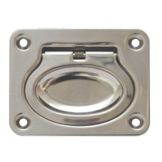 Flush Ring Pull Handle Sprung 75 x 58 mm Stainless Steel Ideal for sheet metal applications Polished