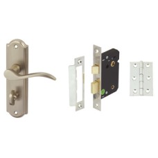 Lever Handles on Backplates Bathroom Pack Zinc Alloy Sywell Handle: Satin nickel
