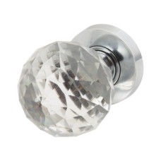 Door Knob Set Mortice on Round Roses Crystal Effect Brass Polished chrome