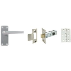 Lever Handles Latch Pack Aluminium Consisting of handle latch and hinges Handle: Satin