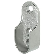 Rail End Support for use with Oval Wardrobe Rails 15 mm Wide Zinc alloy For screw fixing polished nickel plated finish