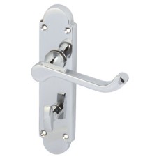 Lever Handles on Backplates for Bathroom Lock 167 mm Zinc Alloy Designed for interior doors Polished chrome