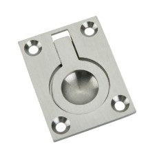 Ring Pull Handle Flush 50 x 38 x 11 mm Brass Polished