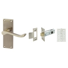 Lever Handles Scroll Latch Pack Zinc Alloy Satin Nickel Consisting of handle latch and hinges Handle: Satin nickel