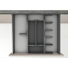 Connect Tray and Dividers to Suit Drawers 500 mm Width and Wider Set 1 Ninka Dark grey inserts with light grey mat