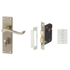 Lever Handles Scroll Bathroom Pack Zinc Alloy Satin Nickel Consisting of handle bathroom lock and hinges Handle: Satin nickel