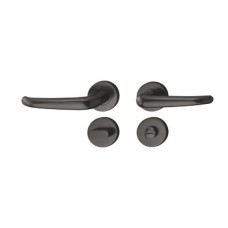 Lever Handle Set on Round Roses HL07 Startec Stainless set With WC/emergency release and inside turn graphite black