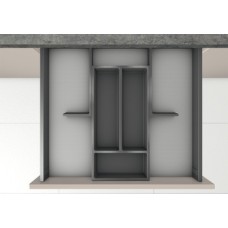 Connect Tray and Dividers to Suit Drawers 500 mm Width and Wider Set 3 Ninka Dark grey inserts with light grey mat