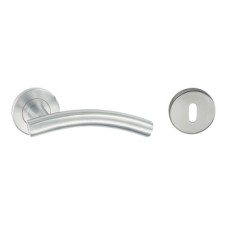 Lever Handle Set 304 Stainless Steel HL03 Häfele Pair of lever handles and roses With standard keyway escutcheon satin