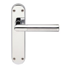 Lever Handles Mitred on Backplates for Latch Brass Polished/satin chrome