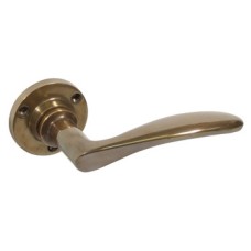 Lever Handles Traditional on Round Roses Bronze On face fixing roses Real bronze metal antiqued