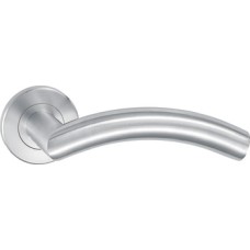 Lever Handle Set 304 Stainless Steel HL06 Häfele Pair of lever handles and roses With Euro profile cylinder escutcheon satin