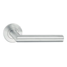 Lever Handle Set 304 Stainless Steel HL01 Häfele Pair of lever handles and roses With standard keyway escutcheon polished