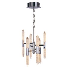LED Ceiling Pendant Vertical Rated IP20 6 Arm 12 Light Shard Mains voltage Polished chrome finish