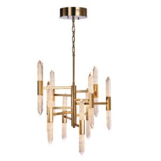 LED Ceiling Pendant Vertical Rated IP20 10 Arm 20 Light Shard Mains voltage Gold finish