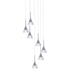 LED Ceiling Pendant Adjustable Rated IP20 7 Light Jewel Mains voltage Polished chrome finish