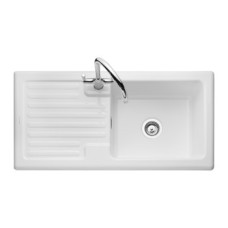 Sink Ceramic 1.0 Bowl and Drainer Rangemaster CRT10101 Surface mounted White - CRT10101WH