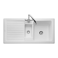 Sink Ceramic 1.5 Bowl and Drainer Rangemaster CRT10202 Surface mounted White - CRT10202WH