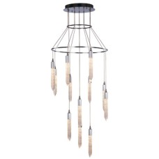 LED Ceiling Pendant Adjustable Rated IP20 12 Light Shard Mains voltage Polished chrome finish