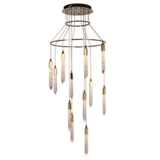 LED Ceiling Pendant Adjustable Rated IP20 12 Light Shard Mains voltage Gold finish