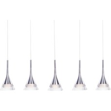 LED Ceiling Bar Pendant Adjustable Rated IP20 5 Light Jewel Mains voltage Polished chrome finish