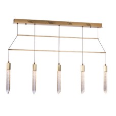 LED Ceiling Bar Pendant Adjustable Rated IP20 5 Light Shard Mains voltage Gold finish