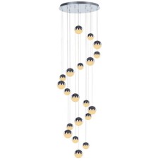 LED Ceiling Pendant Adjustable Rated IP20 20 Light Eclipse Mains voltage Polished chrome finish