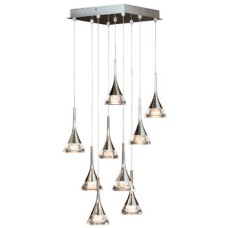 LED Ceiling Pendant Adjustable Rated IP20 9 Light Jewel Mains voltage Polished chrome finish