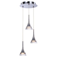 LED Ceiling Pendant Adjustable Rated IP20 3 Light Jewel Mains voltage Polished chrome finish