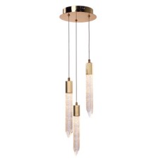 LED Ceiling Pendant Adjustable Rated IP20 3 Light Shard Mains voltage Gold finish