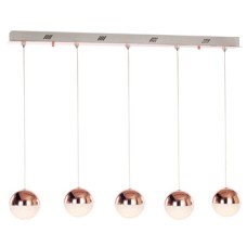 LED Ceiling Bar Pendant Adjustable Rated IP20 5 Light Eclipse Mains voltage Copper finish