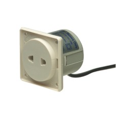 Shaver Socket 55 x 55 mm for use with Isolating Transformer and Hinged Cover For use with 821.02.501 and 821.04.701/201 Grey/white fascia