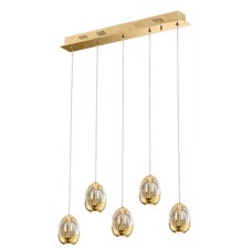 LED Ceiling Bar Pendant Adjustable Rated IP20 5 Light Terrene Mains voltage Gold finish