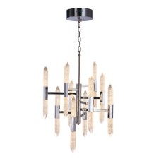 LED Ceiling Pendant Vertical Rated IP20 10 Arm 20 Light Shard Mains voltage Polished chrome finish