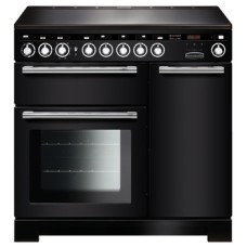 Range Cooker Electric Induction 900 mm Rangemaster Encore Deluxe 90 Black with chrome trim - EDL90EIBL/C