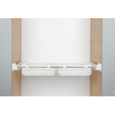 Pull Out Rack Double Drawer Width Adjustable Aluminium and Plastic Load capacity 4 kg White/bright aluminium finish