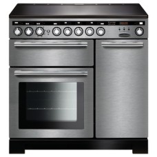 Range Cooker Electric Induction 900 mm Rangemaster Encore Deluxe 90 Stainless steel with chrome trim - EDL90EISS/C