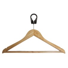 Coat Hanger Anti-Theft Hardwood With skirt notches and special 'non-slip' ruffed rubber trouser bar Width 445 mm