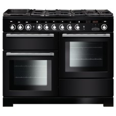 Range Cooker Dual Fuel 1100 mm Rangemaster Encore Deluxe 110 Black with chrome trim - EDL110DFFBL/C